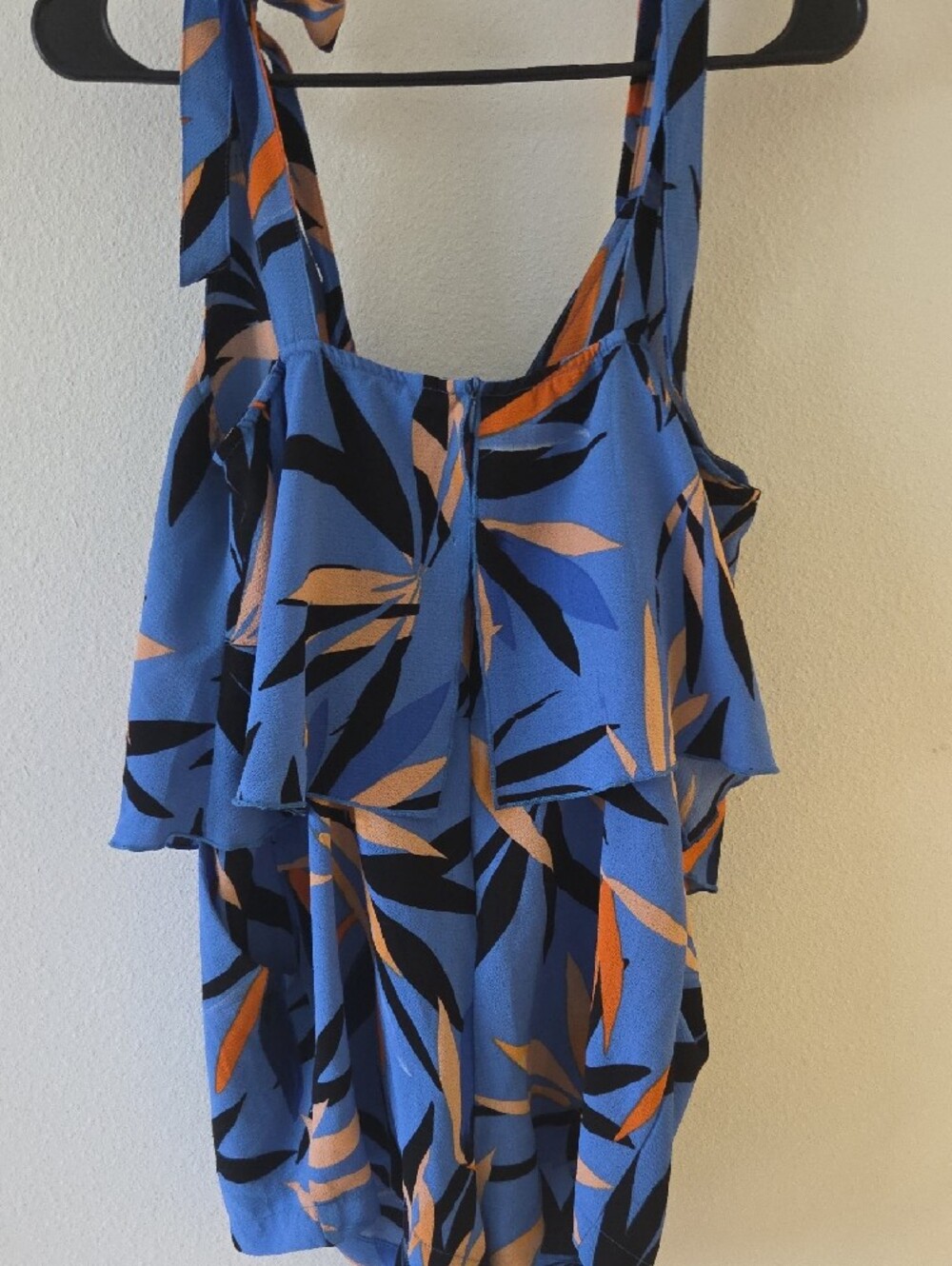 Blue Tropical-Print Sleeveless Romper - Picture 5 of 5